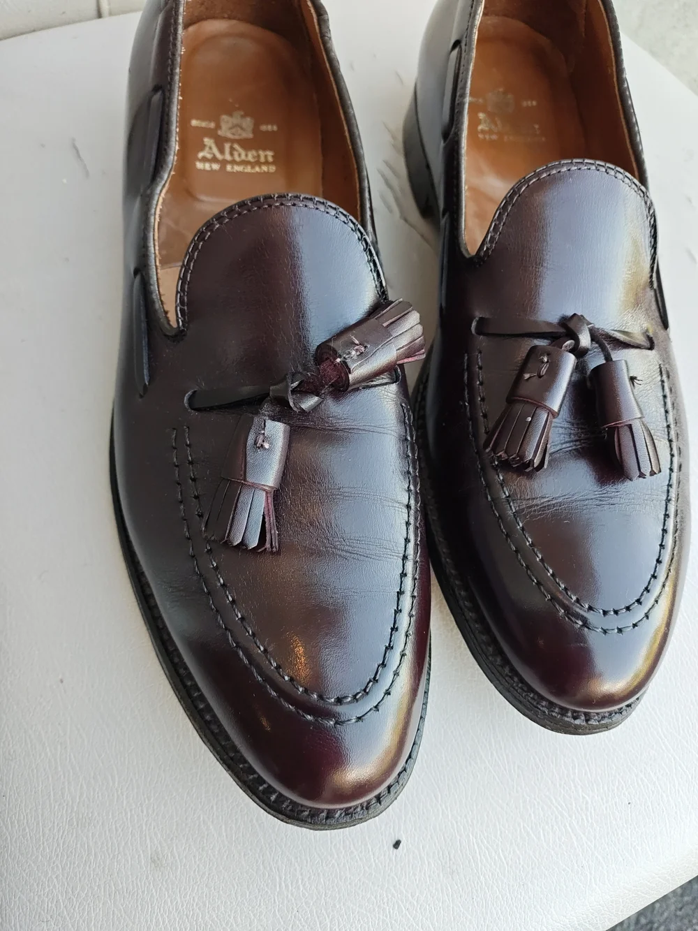 Alden Men’s Burgundy Tassel Loafers 10AAA